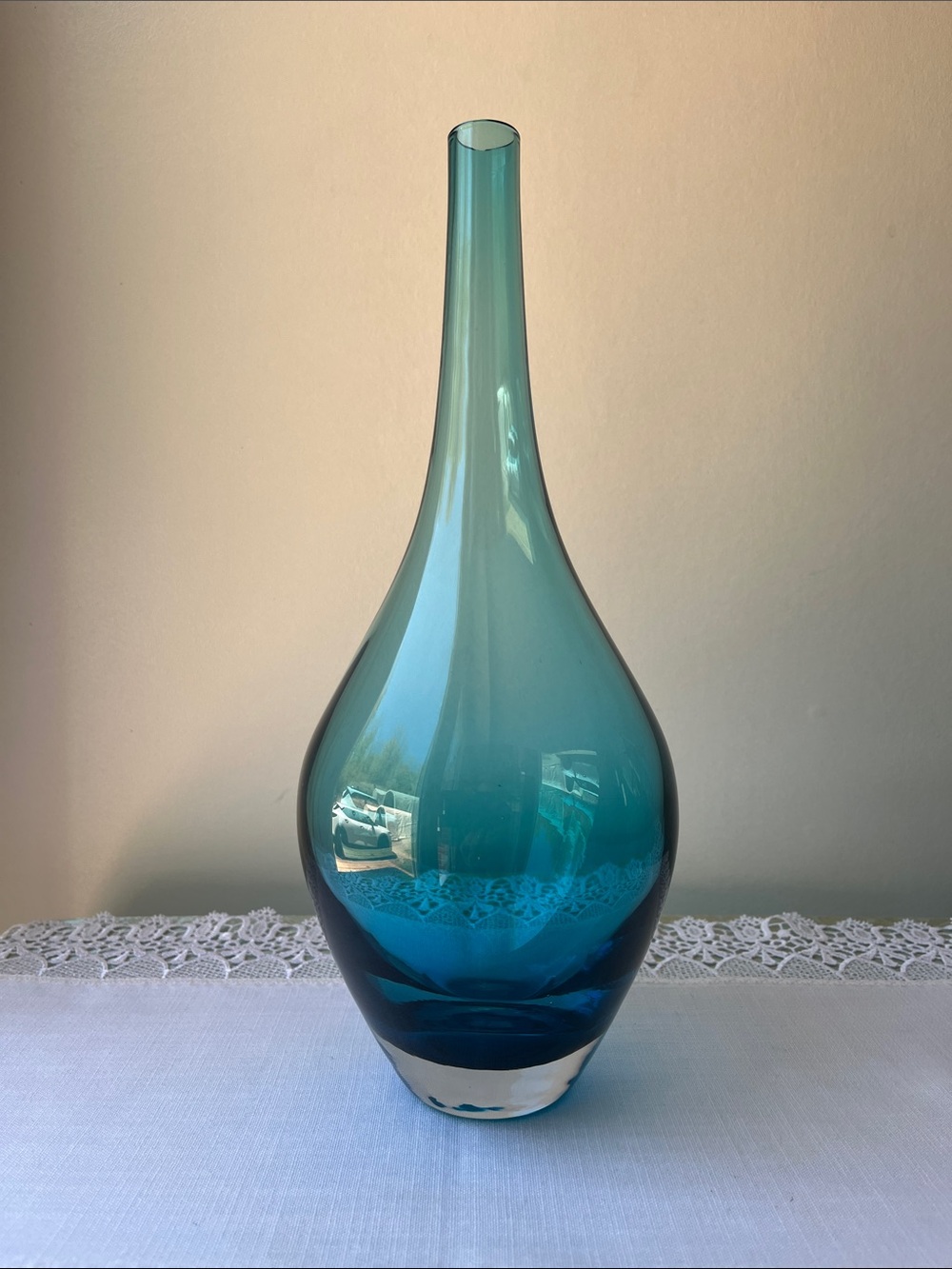 Vintage IKEA Salong Hand-Blown Glass Vase Turquoise Blue Johanna Jelinek 1990s